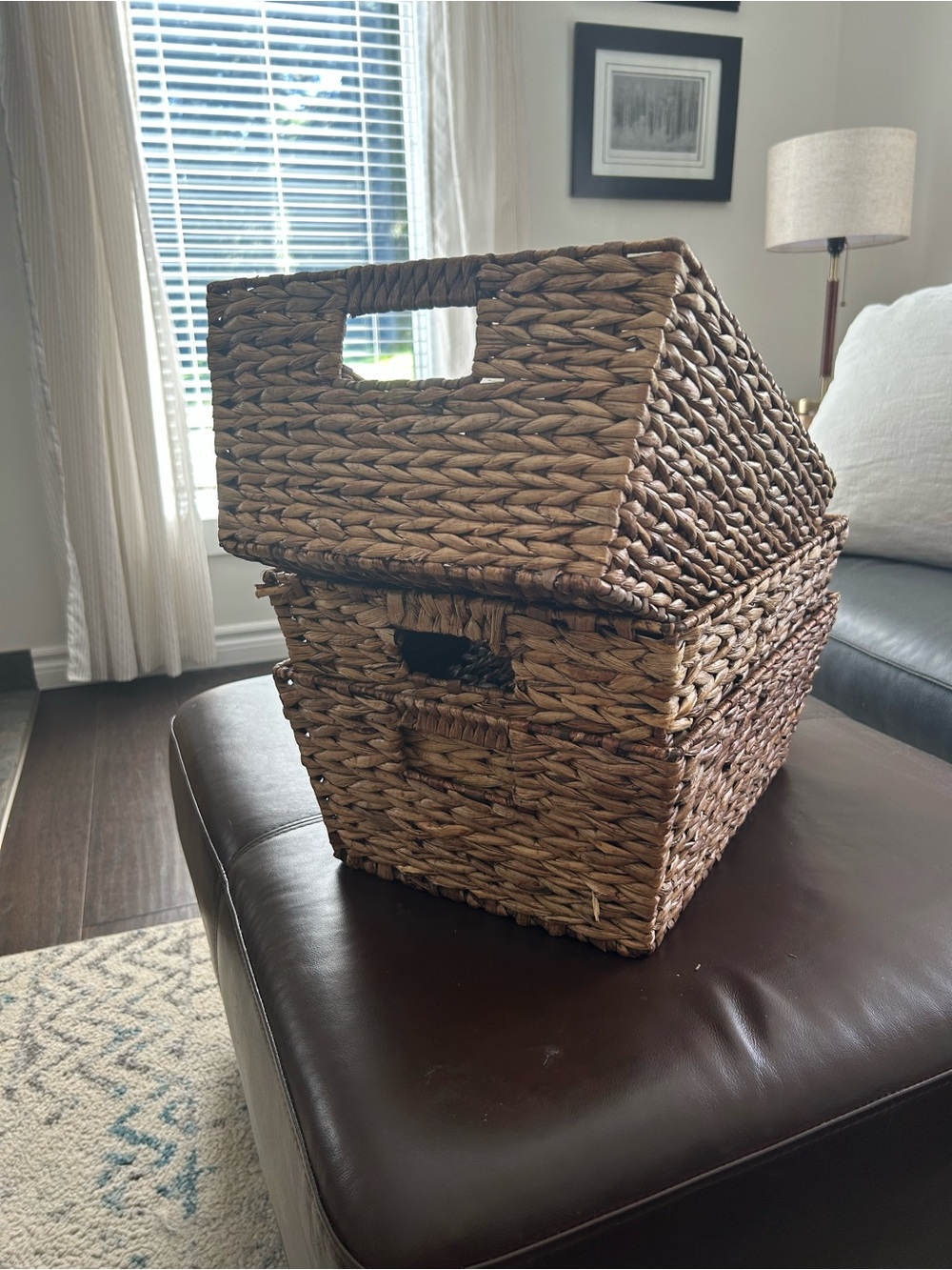 Woven Seagrass Storage Baskets - Brown - Set of 3
